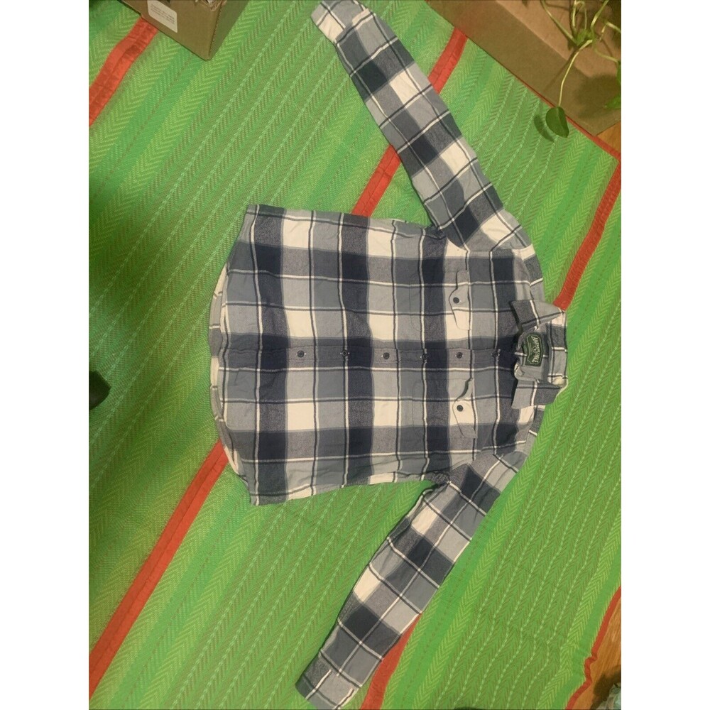 American Eagle women Blue and white Flannel Medium pocketed 100% cotton